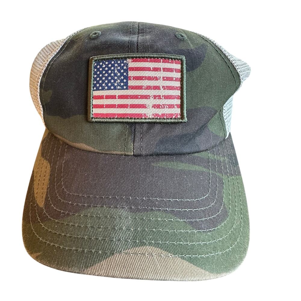 American Flag Camo Hat American Needle Trucker Mesh Ball Cap Dad Retro‎ 6 Panel